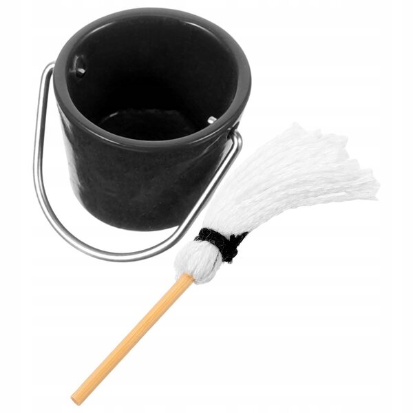 Mini set mop e secchio per casa delle bambole, accessorio creativo e realistico