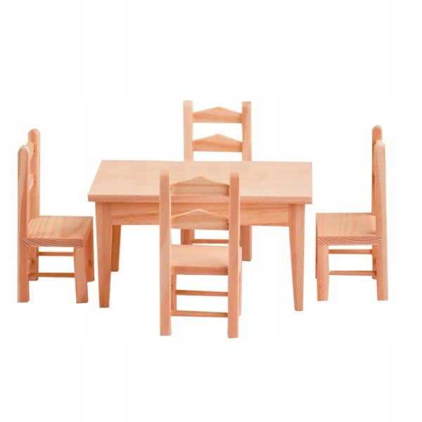 Mini Set Sedia e Scrivania in Legno per Decorazione Casa delle Bambole