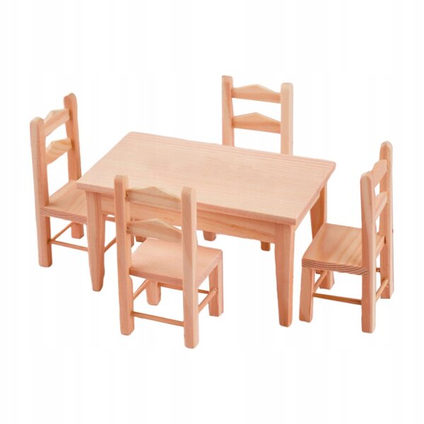 Mini Set Sedia e Scrivania in Legno per Decorazione Casa delle Bambole