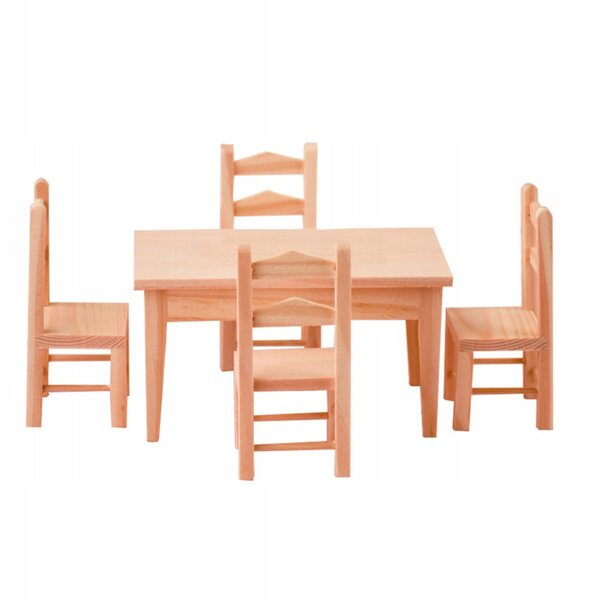 Mini Set Sedia e Scrivania in Legno per Decorazione Casa delle Bambole