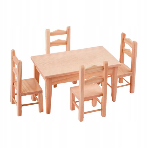 Mini Set Sedia e Scrivania in Legno per Decorazione Casa delle Bambole