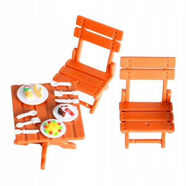 1:12 Mini-Strandtisch und Stühle für Puppenhaus mit Zubehör