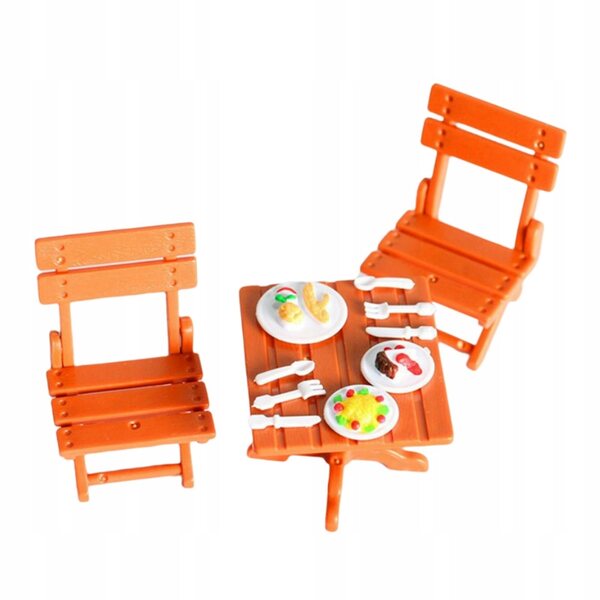 1:12 Mini-Strandtisch und Stühle für Puppenhaus mit Zubehör