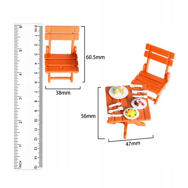 1:12 Mini-Strandtisch und Stühle für Puppenhaus mit Zubehör