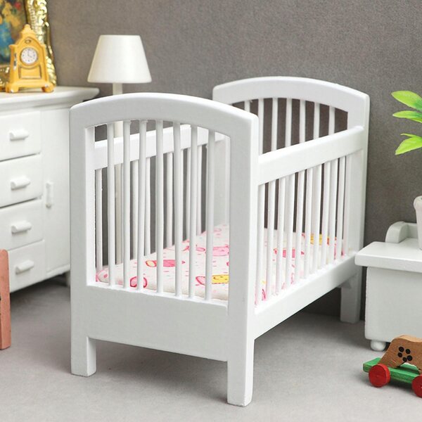 Holzbettminiatur mit Matratze für Puppenhaus 1:12