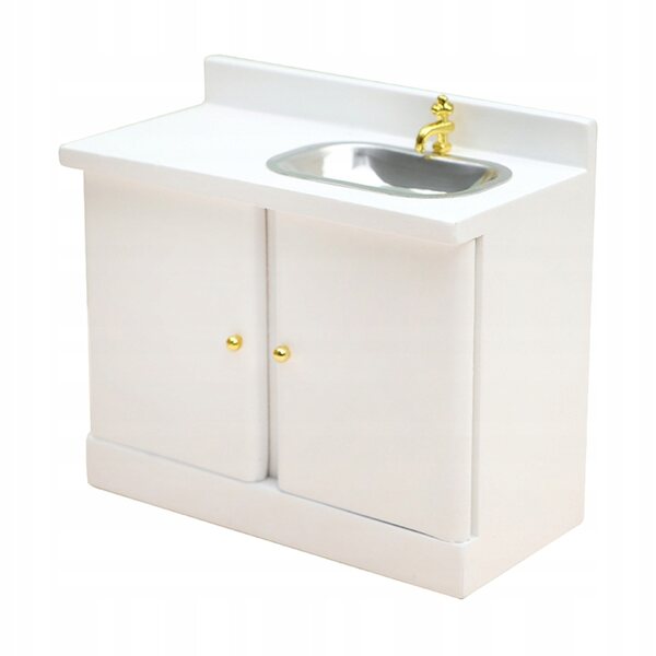 Mini mobile lavandino bagno in legno bianco per decorazioni casa delle bambole