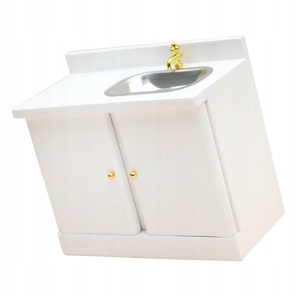 Mini mobile lavandino bagno in legno bianco per decorazioni casa delle bambole