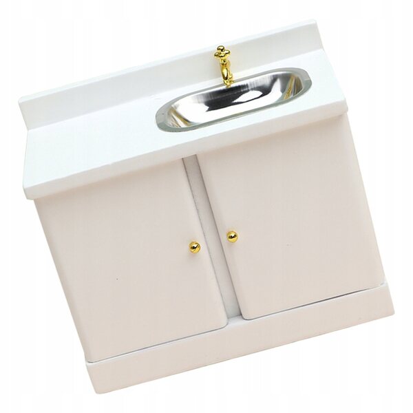 Mini mobile lavandino bagno in legno bianco per decorazioni casa delle bambole