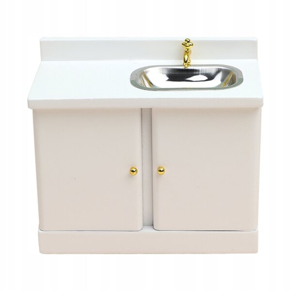 Mini mobile lavandino bagno in legno bianco per decorazioni casa delle bambole