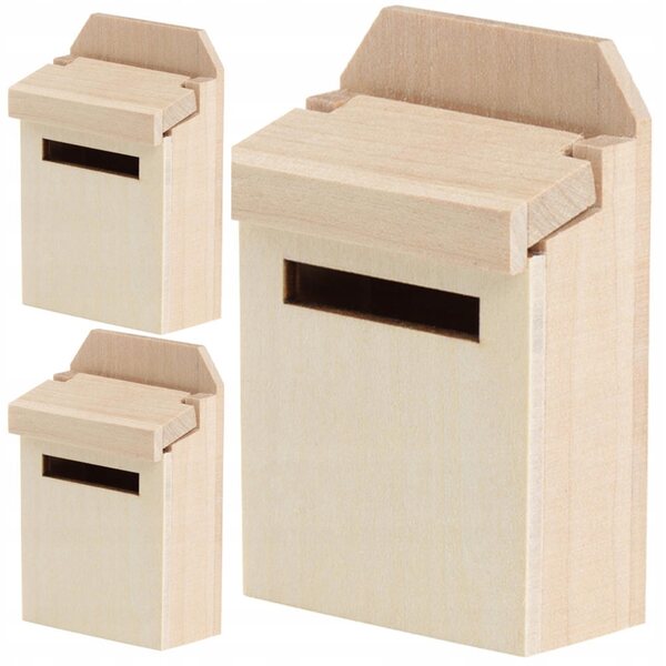 Set 3 Mini Scatole Postali in Legno Khaki per Decorazioni e Miniature