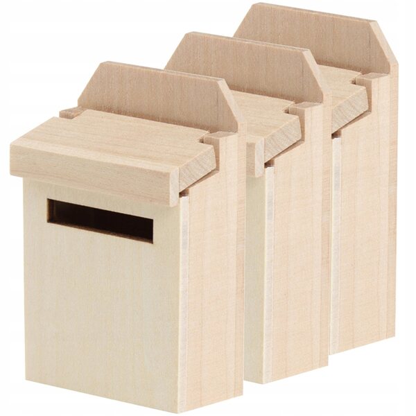 Lot de 3 mini boîtes postales en bois kaki pour décorations et miniatures