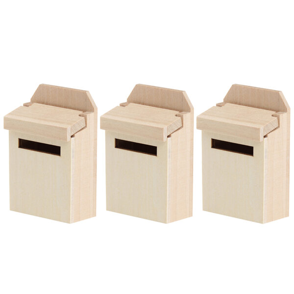 Lot de 3 mini boîtes postales en bois kaki pour décorations et miniatures