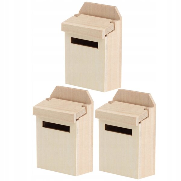Lot de 3 mini boîtes postales en bois kaki pour décorations et miniatures