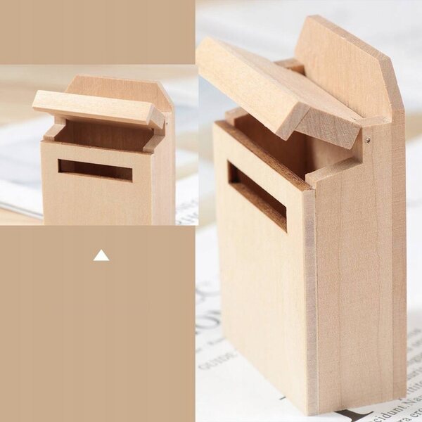 Lot de 3 mini boîtes postales en bois kaki pour décorations et miniatures