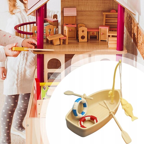 Mini-Holzfischerbootmodell für Puppenhaus 1/12 MagiDeal