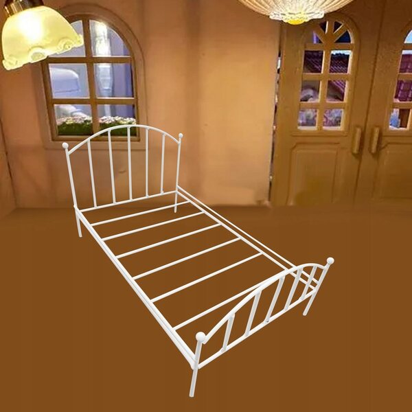1:12 Puppenhaus Miniatur Metallbett Weiß DIY