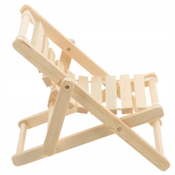 Mini sdraio da spiaggia in legno beige per Casa delle Bambole, Decorazione Realistica