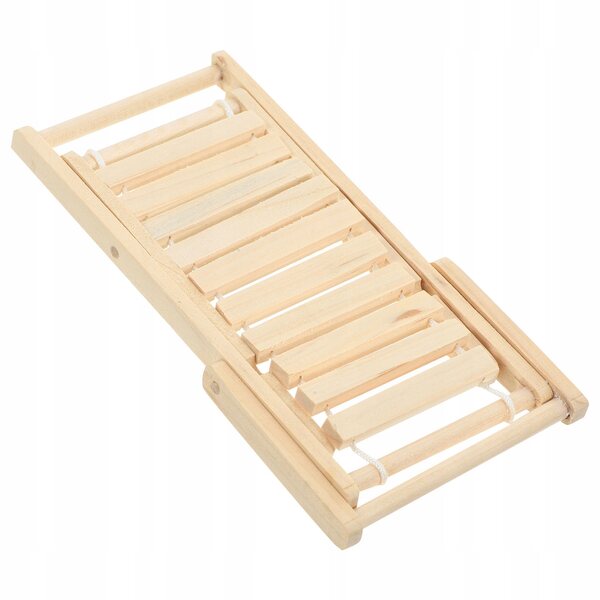 Mini sdraio da spiaggia in legno beige per Casa delle Bambole, Decorazione Realistica