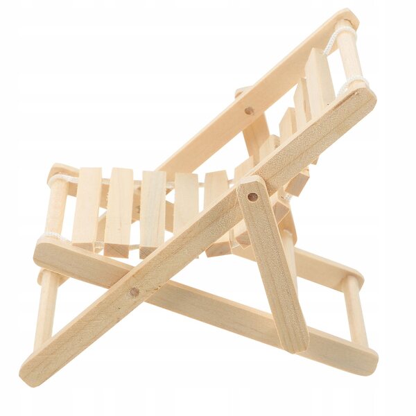 Mini sdraio da spiaggia in legno beige per Casa delle Bambole, Decorazione Realistica