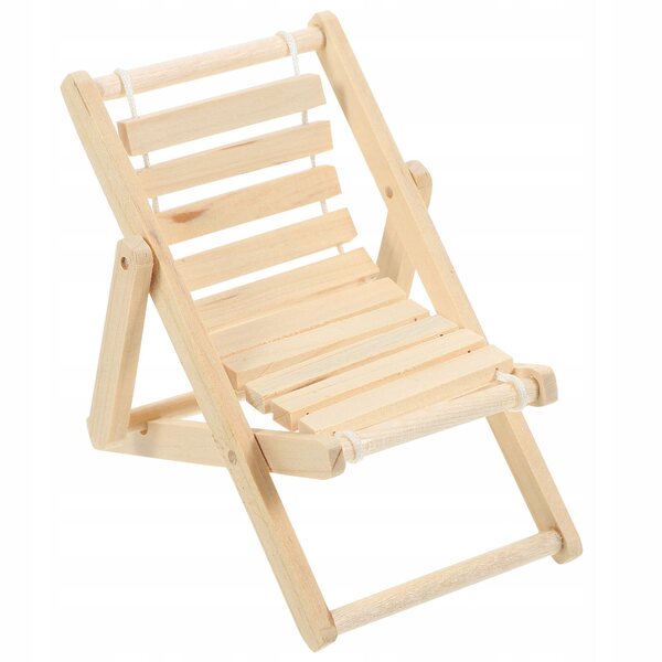 Mini sdraio da spiaggia in legno beige per Casa delle Bambole, Decorazione Realistica