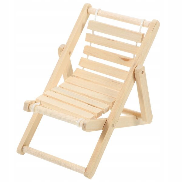 Mini sdraio da spiaggia in legno beige per Casa delle Bambole, Decorazione Realistica
