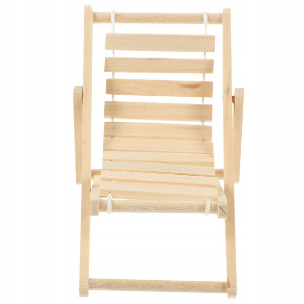 Mini sdraio da spiaggia in legno beige per Casa delle Bambole, Decorazione Realistica
