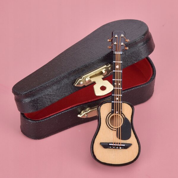 Modello Miniatura di Chitarra Acustica in Legno 8 cm - Decorazione Realistica