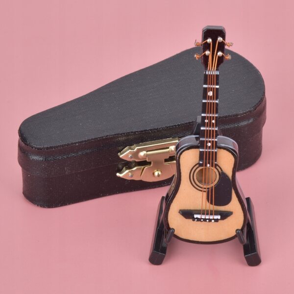 Modello Miniatura di Chitarra Acustica in Legno 8 cm - Decorazione Realistica