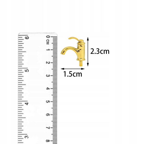 Mini rubinetto singola testa per casa bambole 1:12 accessorio bagno dorato