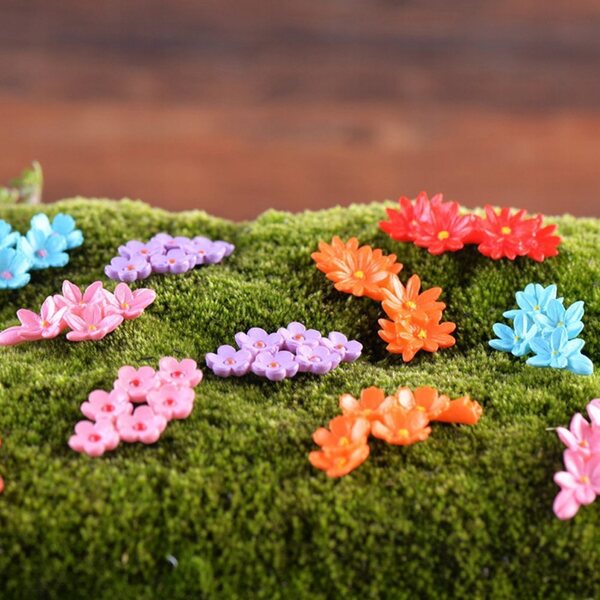 Mini fiori da giardino decorativi per micro giardini e terrari in plastica