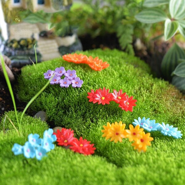 Mini fiori da giardino decorativi per micro giardini e terrari in plastica