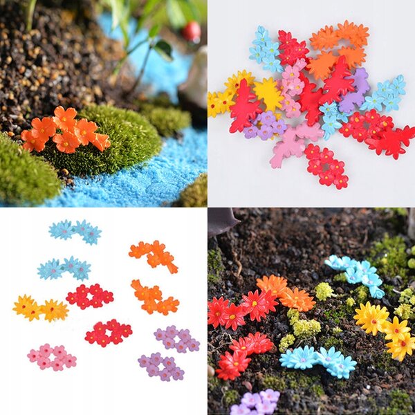 Mini fiori da giardino decorativi per micro giardini e terrari in plastica