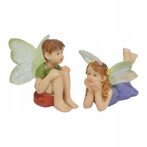 Miniatur-Gartenfeenstatue mit Topfpflanze, langlebiges Harzmaterial