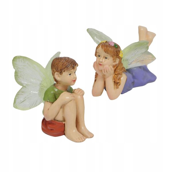 Miniature Garden Fairy Statue med potteplante, holdbart harpiksmateriale