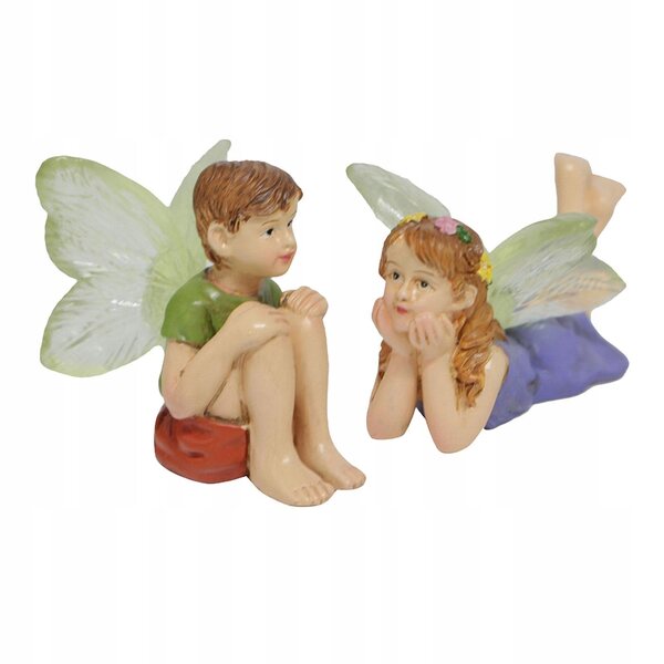 Miniature Garden Fairy Statue med potteplante, holdbart harpiksmateriale