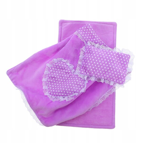 Set di biancheria da letto per casa delle bambole con coperta morbida e cuscini