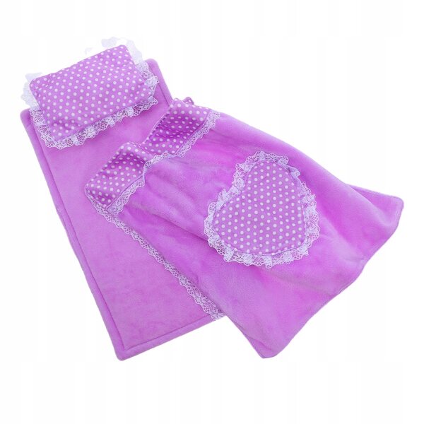 Set di biancheria da letto per casa delle bambole con coperta morbida e cuscini