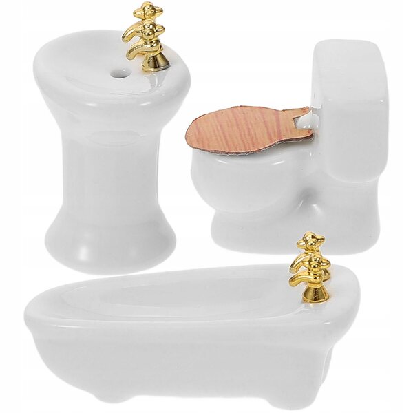 Mini-Badezimmermöbel-Set aus Keramik für Puppenhaus, weiße Farbe