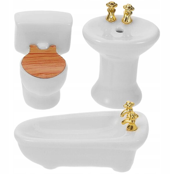 Mini-Badezimmermöbel-Set aus Keramik für Puppenhaus, weiße Farbe