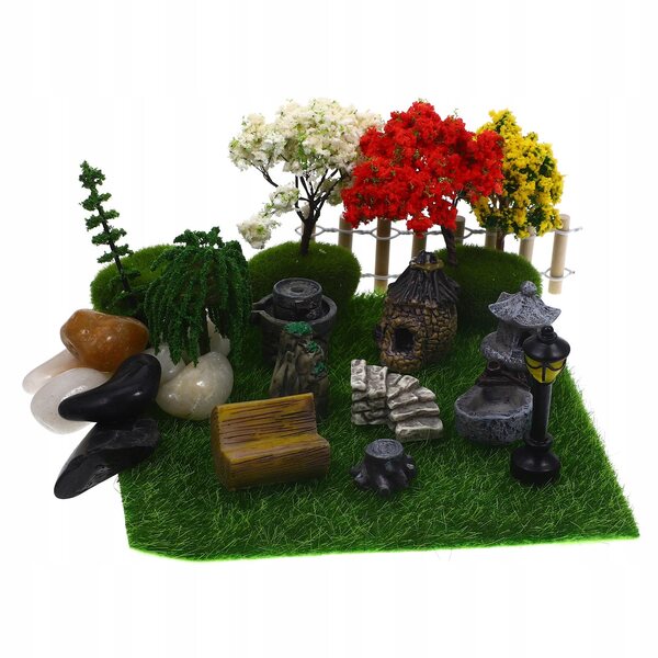Mini-Gartendekorationsset aus grünem Kunstharz für das Puppenhaus
