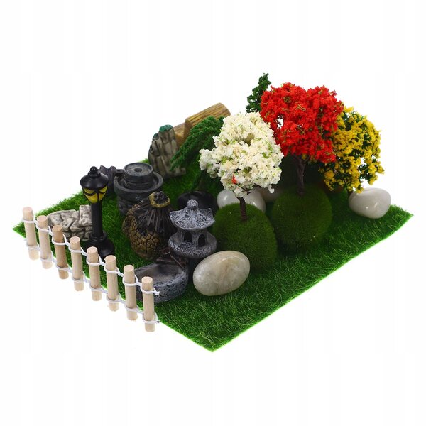 Mini-Gartendekorationsset aus grünem Kunstharz für das Puppenhaus