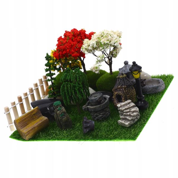 Mini-Gartendekorationsset aus grünem Kunstharz für das Puppenhaus