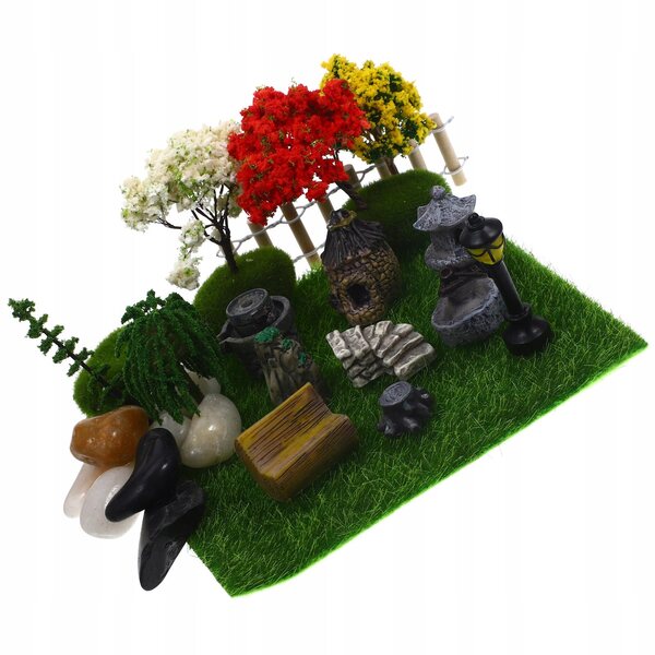 Mini-Gartendekorationsset aus grünem Kunstharz für das Puppenhaus
