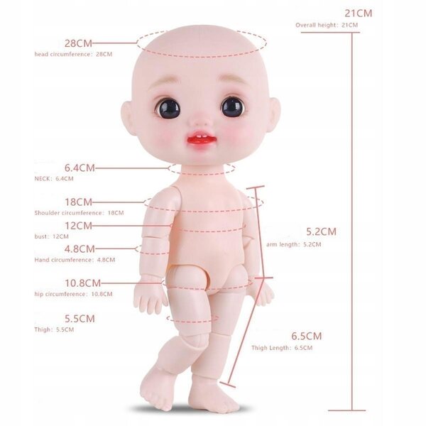 8-Zoll-BJD-Mädchenpuppe mit beweglichen Gelenken und weichem Haar – Urlaubsstil E