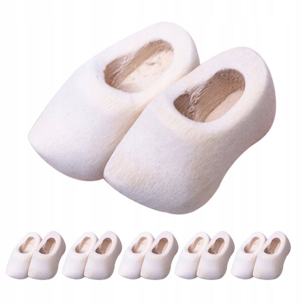 6 Paar Mini-Puppenschuhe aus Holz für kreative Projekte und Dekorationen