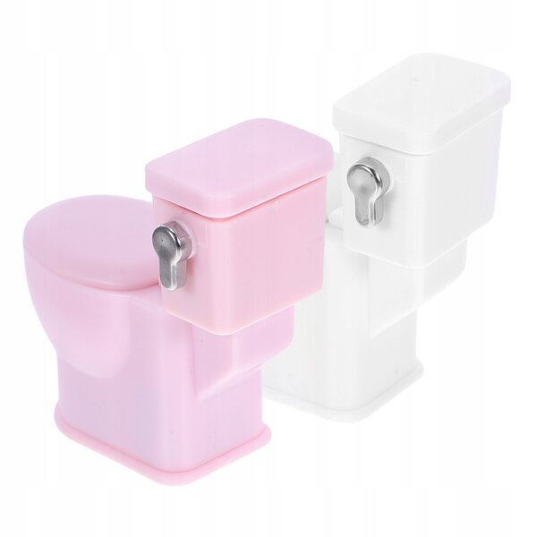 Set 2 Mini Toilettes per Casa delle Bambole – Accessori Bagno in Plastica Realistici
