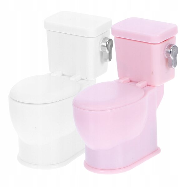 Set 2 Mini Toilettes per Casa delle Bambole – Accessori Bagno in Plastica Realistici