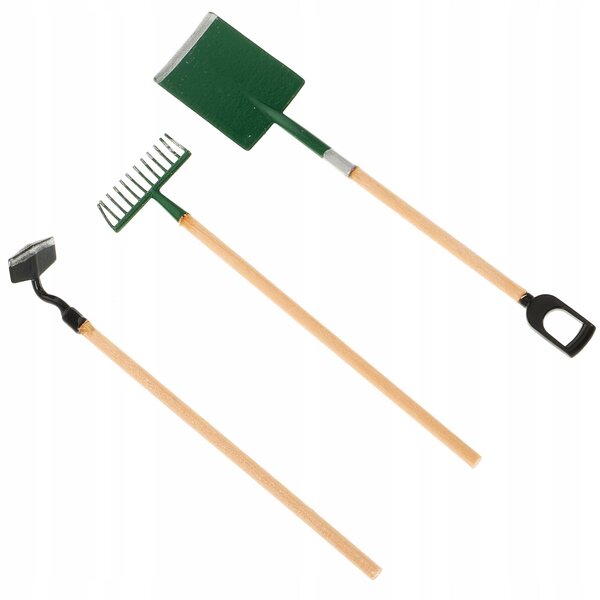 Set 3 Mini Attrezzi da Giardino in Legno per Bambini con Design Dettagliato