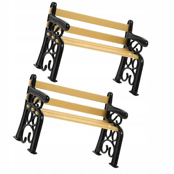 Set 2 Mini Panche Stradali in Legno Nero per Decorazione Casa delle Bambole