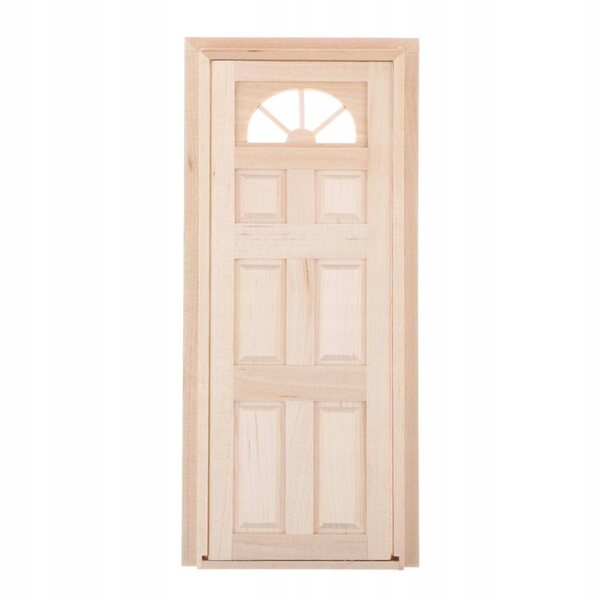 Porta esterna in legno non verniciata per casa delle bambole scala 1:12